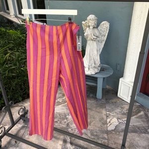 Anni Kuan NWT Pink Crop Striped Pants.  Size 8
